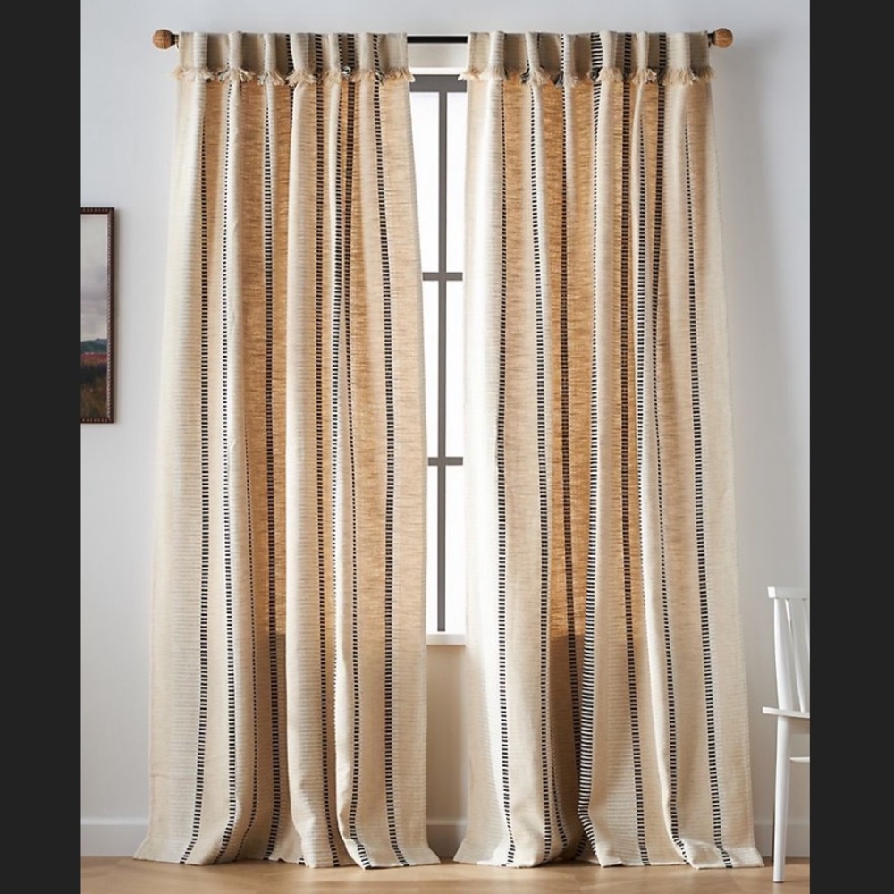 Anthropologie Pieced Stripe Cotton Blend Woven Curtain 108”x50”